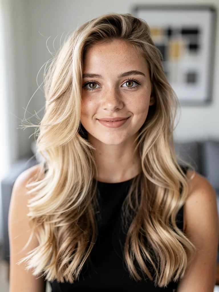 sandy blonde balayage long layers